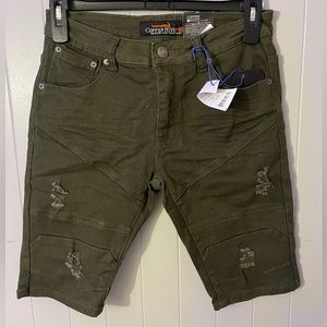 Dark Green Jean Shorts.